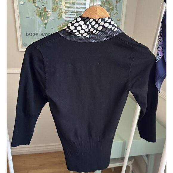 VTG 90s Y2K BeBe Black White Polka Dot Top XS Mob Wife Scarf - Picture 2 of 5